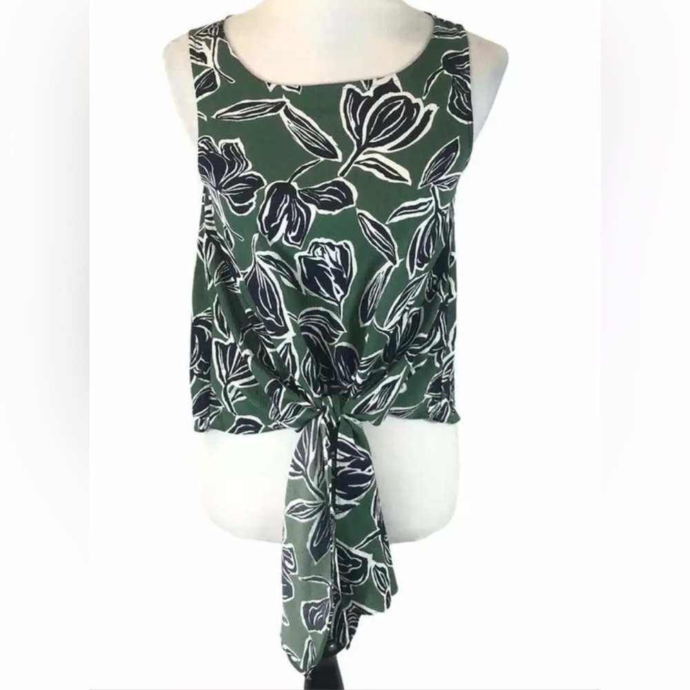 ModCloth Floral Print Tie Front Blouse, L